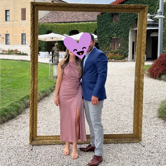 ASTR The Label Front Slit Halter Satin Midi Dress - Picture 3 of 4